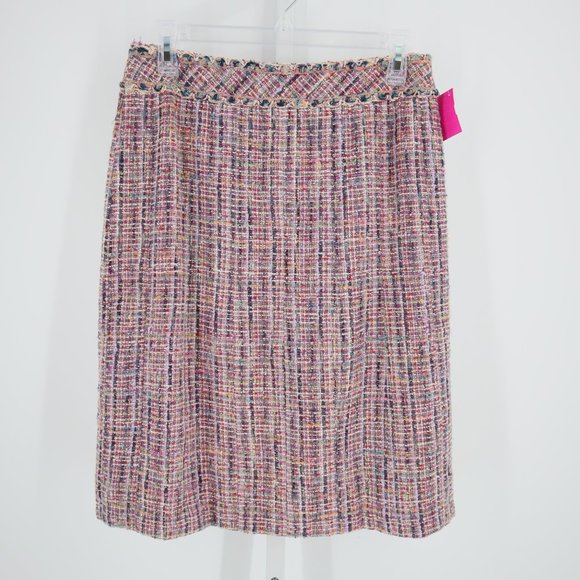 Chanel Silk Blend Woven Knee Length Pencil Skirt Pink Multi-color - Picture 7 of 13